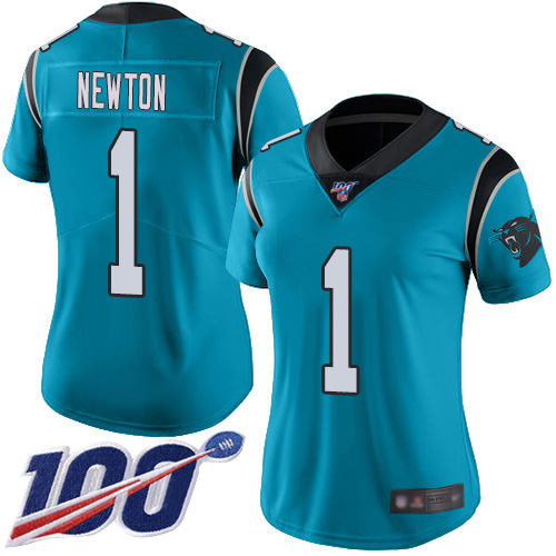 Carolina Panthers Limited Blue Women Cam Newton Jersey NFL Football #1 100th Season Rush Vapor Untouchable
